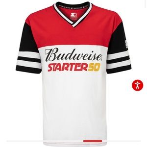 BUDWEISER X STARTER Colorblocked Black Label Oversized Logo Tee Large